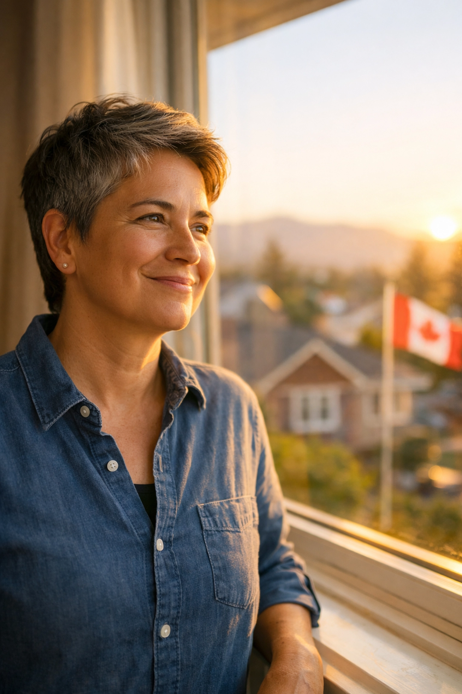Confident borrower by window after using a bad credit loan Canada to handle an emergency