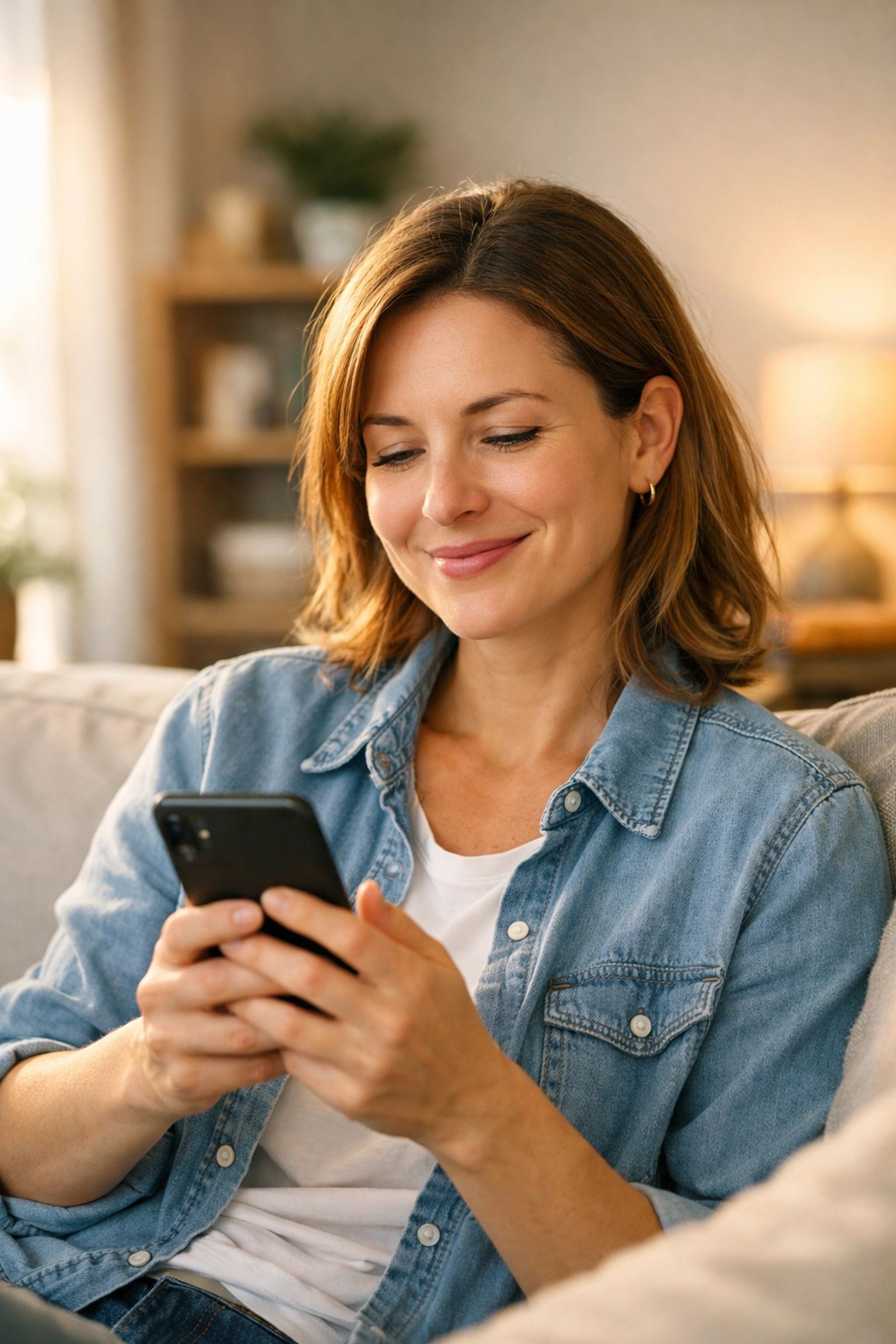Relieved Canadian checking phone after approval for a bad credit loan Canada option